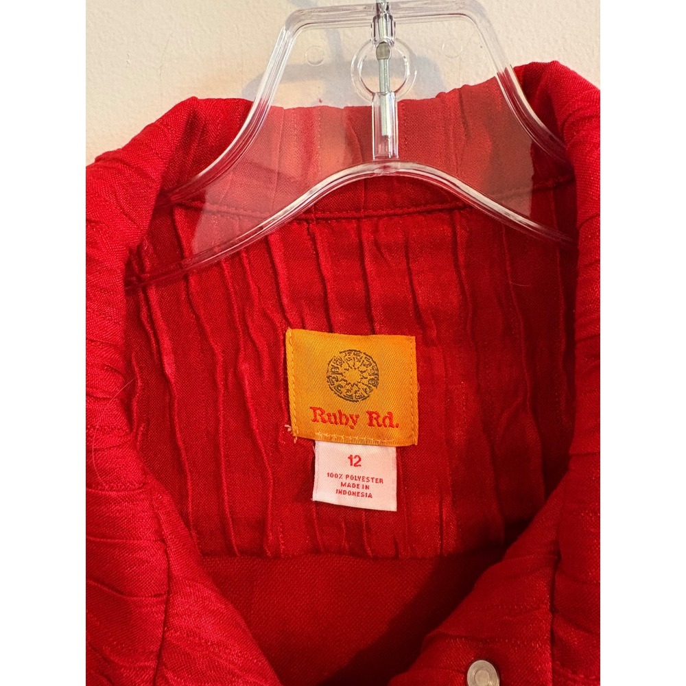 Ruby Rd Womens Red Crinkle Texture Button Front J… - image 6